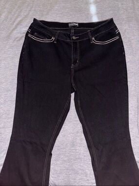 Fashion Nova Black Flare Jeans with Contrast Stitching